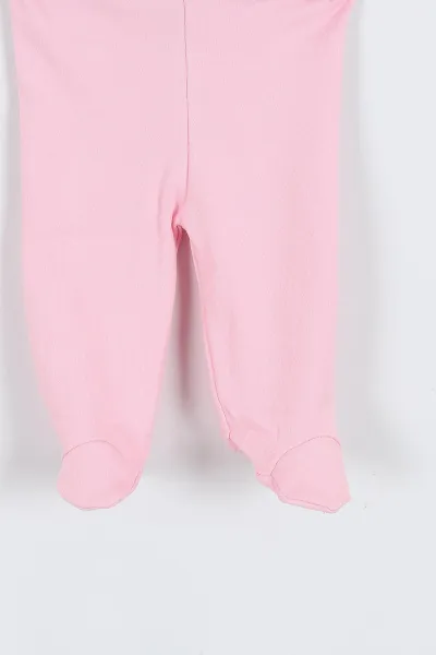 Pembe (3-12 Ay) Bel Lastikli Patikli Pamuklu Bebek Alt 340267