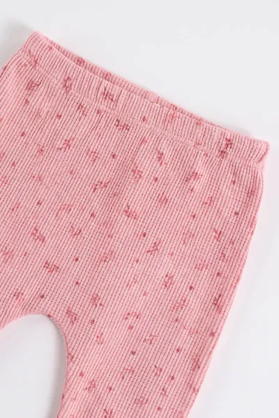 Pembe (3-12 Ay) Ceylan Nakışlı Hırkalı Waffle Kız Bebek 3'lü Takım 479428