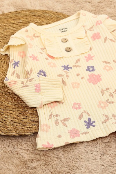 Pembe (3-12 Ay) Çiçek Baskılı Kız Çocuk Takım 152338