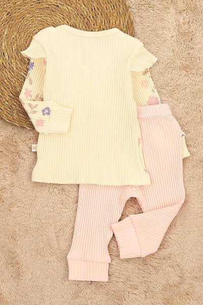 Pembe (3-12 Ay) Çiçek Baskılı Kız Çocuk Takım 152338