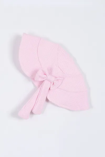 Pembe (3-12 Ay) Güpür Yaka Detaylı Fiyonklu Patikli Şapkalı Kız Bebek Tulum 304147