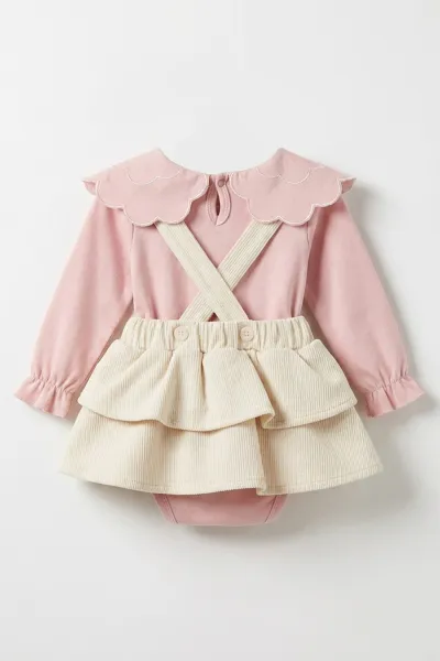 Pembe (3-12 Ay) Jakarlı Etekli Çıtçıt  Badili Kız Bebek Slopet 477040