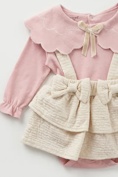 Pembe (3-12 Ay) Jakarlı Etekli Çıtçıt  Badili Kız Bebek Slopet 477040