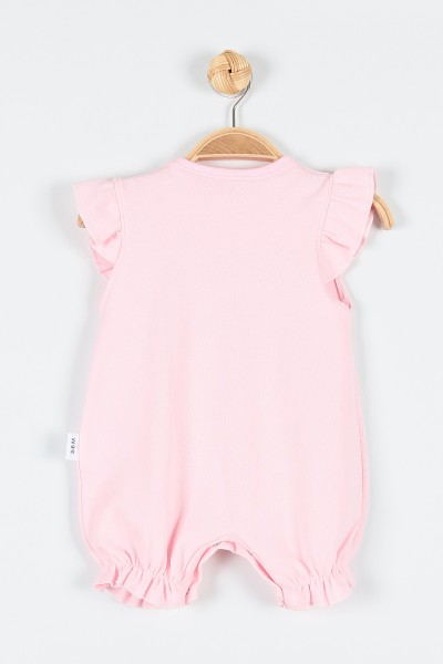 Pembe (3-12 Ay) Ponponcu Fare Baskılı Kol Fırfırlı Kız Bebek Tulum 179902