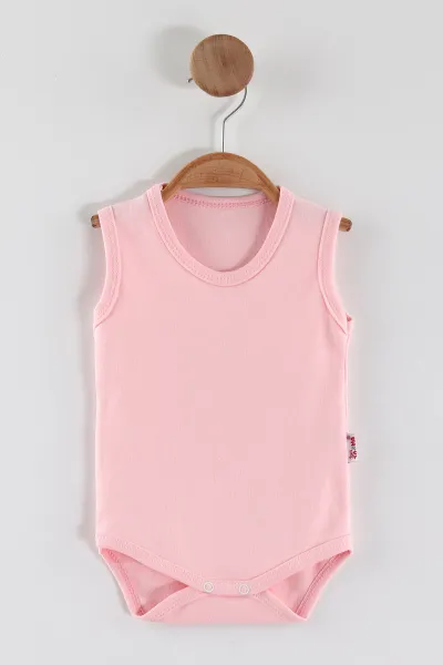 Pembe ( 3-12 Ay) Sıfır Kol Düz Bebek&Çocuk Çıtçıtlı Badi 467336