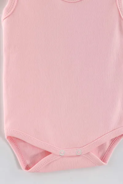 Pembe ( 3-12 Ay) Sıfır Kol Düz Bebek&Çocuk Çıtçıtlı Badi 467336