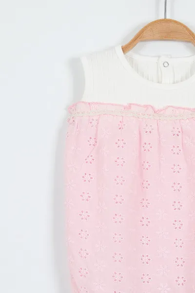 Pembe (3-12 Ay)Fistolu Alttan Çıtçıtlı Kız Bebek Zıbın Tulum 357443