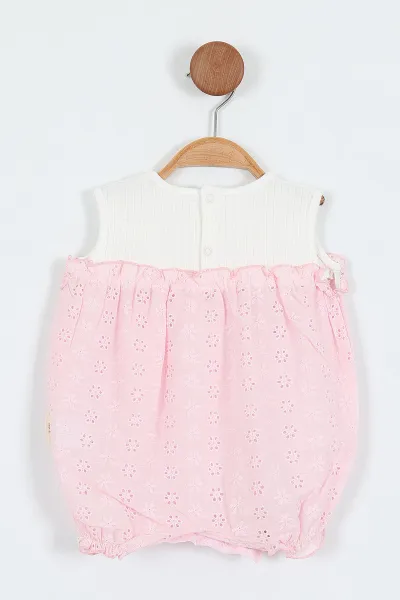 Pembe (3-12 Ay)Fistolu Alttan Çıtçıtlı Kız Bebek Zıbın Tulum 357443