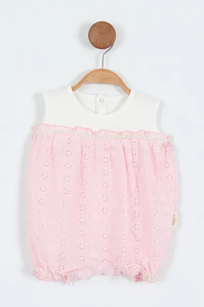 Pembe (3-12 Ay)Fistolu Alttan Çıtçıtlı Kız Bebek Zıbın Tulum 357443