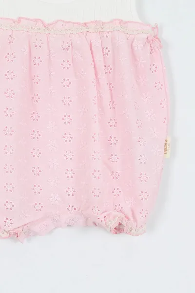 Pembe (3-12 Ay)Fistolu Alttan Çıtçıtlı Kız Bebek Zıbın Tulum 357443