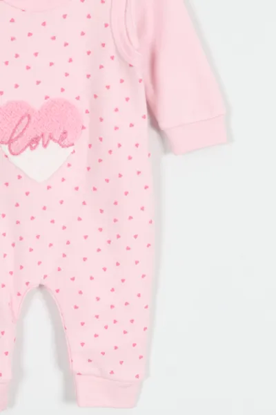 Pembe (3-12 Ay)Kalpli Süzene Nakışlı Kız Bebek Salopet Takım 424517