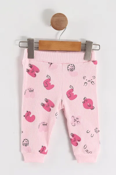 Pembe (3-12 Ay)Nakışlı Fitilli Çıtçıtlı Badili Kız Bebek Takım 468674