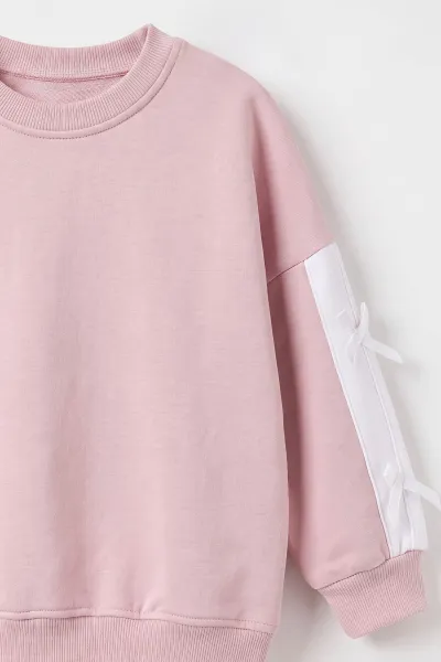 Pembe (3-12 Yaş) Kolları Fiyonklu 3 İp Şardonlu Kız Çocuk Kışlık Takım 494483