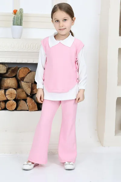 pembe-3-12-yas-krep-kumas-burumcuk-gomlek-yaka-badili-kiz-cocuk-3lu-takim-337375