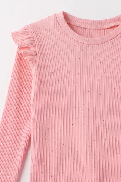 Pembe (3-12 Yaş) Önü Taşlı Fitilli Kumaş Kız Çocuk Badi 489302
