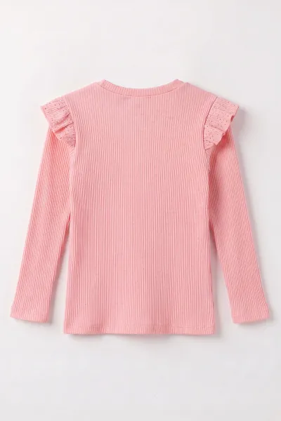 Pembe (3-12 Yaş) Önü Taşlı Fitilli Kumaş Kız Çocuk Badi 489302