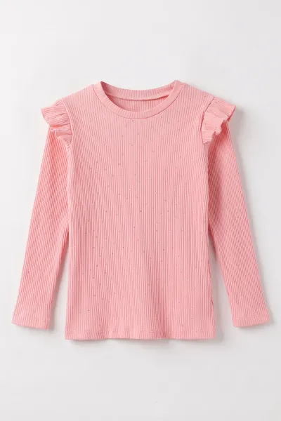 Pembe (3-12 Yaş) Önü Taşlı Fitilli Kumaş Kız Çocuk Badi 489302