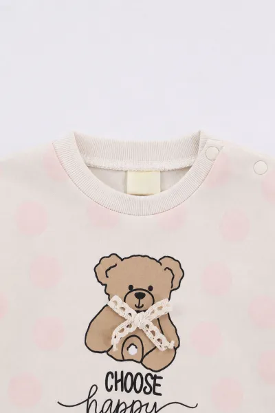 Pembe (3-18 Ay) Ayıcık Baskılı   Alt Çimalı  Kız Bebek 2'li Takım 477638
