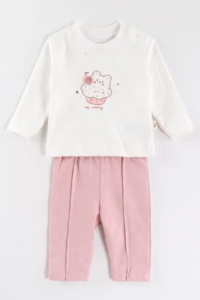 Pembe (3-18 Ay) Ayıcıklı Kapitone Ceketli  Kız Bebek 3'lü Takım 486596