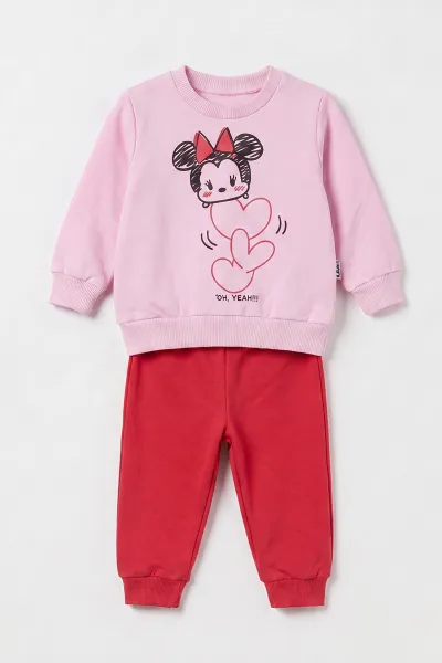 Pembe (3-18 Ay)   Baskılı 2 İp Kız Bebek Mevsimlik Takım 481129