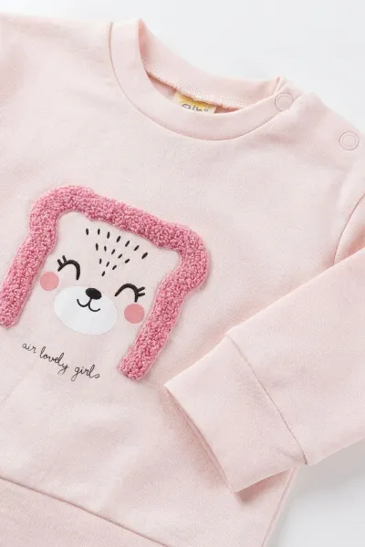 Pembe (3-18 Ay) Baskılı ve Nakışlı  Alt Çimalı  Kız Bebek 2'li Takım 477544