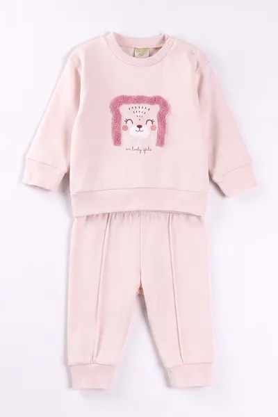 Pembe (3-18 Ay) Baskılı ve Nakışlı  Alt Çimalı  Kız Bebek 2'li Takım 477544