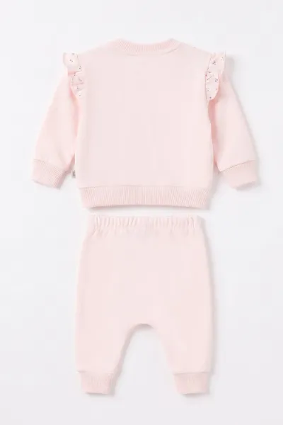 Pembe (3-18  Ay) Bunny Aplikeli Fırfırlı  2'li Kız Bebek  Takım 473011