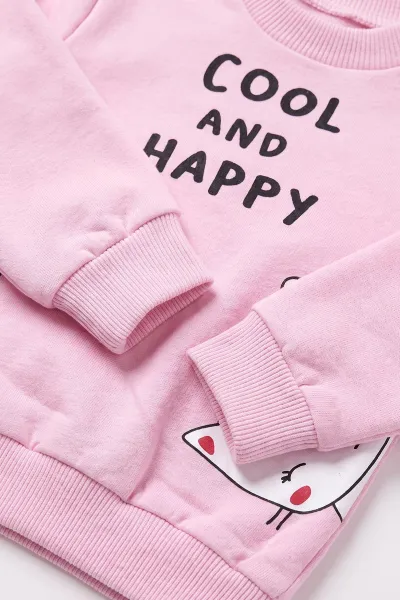 Pembe (3-18 Ay)  Cool And Happy Baskılı 2 İp Kız Bebek Mevsimlik Takım 481122