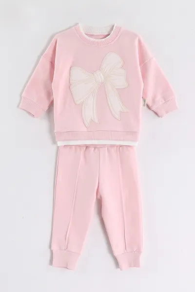 Pembe (3-18 Ay) Kurdela Nakışlı 2 İp Kız Bebek 2'li  Takım 473055