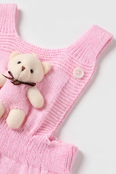 Pembe (3-18 Ay) Oyuncak Ayılı Şapkalı Kız Bebek Salopet 474247