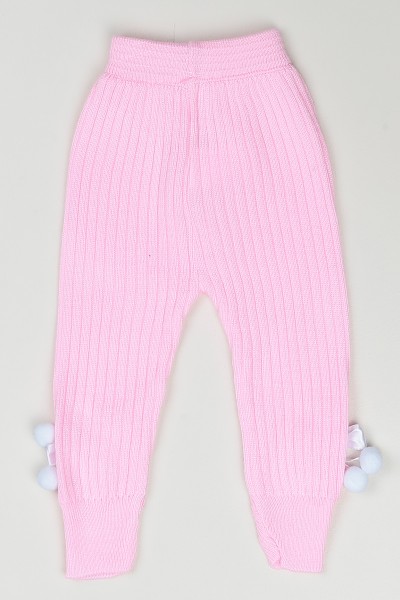 Pembe (3-18 Ay) Ponpon Detaylı Kız Çocuk Tayt 83909
