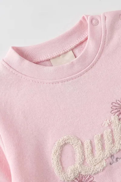 Pembe (3-18 Ay) Quite Süzene Nakışlı Alt Çimalı 2 İp  Kız Bebek Takım 487659