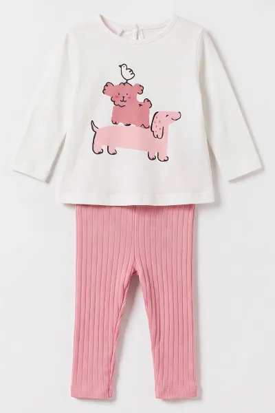 Pembe (3-18 Ay) Raporlu Hırkalı Cepli 3'lü Kız Bebek Takım 476159