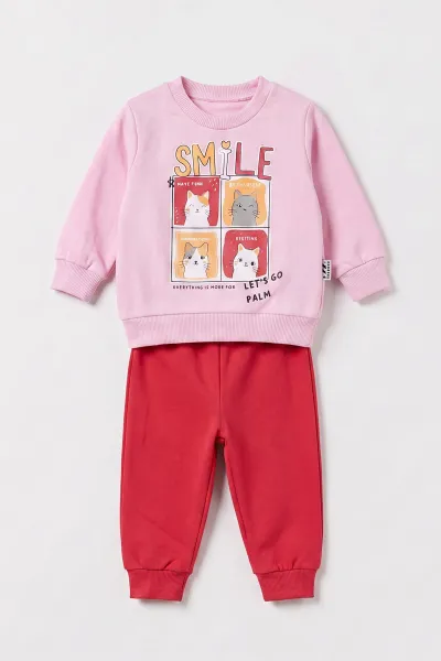 Pembe (3-18 Ay) Smile Baskılı 2 İp Kız Bebek Mevsimlik Takım 481099