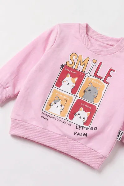 Pembe (3-18 Ay) Smile Baskılı 2 İp Kız Bebek Mevsimlik Takım 481099