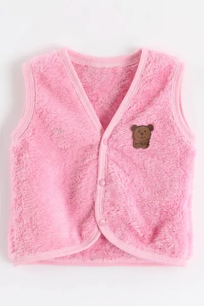 Pembe (3-24 Ay) Ayıcık Armalı Peluş Bebek Yelek 493761