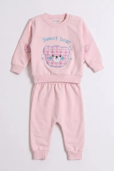 Pembe (3-24 Ay) Ayıcık Nakışlı 2 İp Kız Bebek Mevsimlik Takım 483855