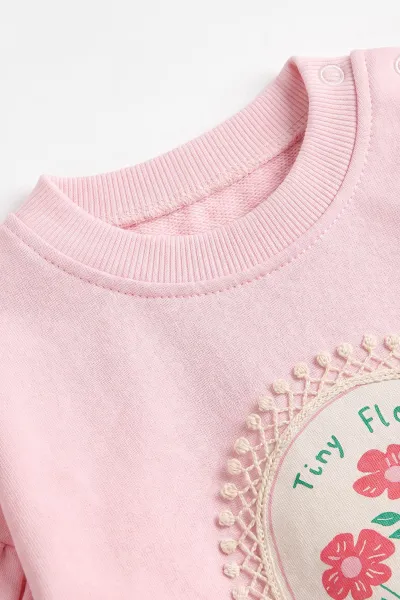 Pembe (3-24 Ay) Fistolu Çiçek Baskılı Alt Çimalı Kız Bebek Takım 480577