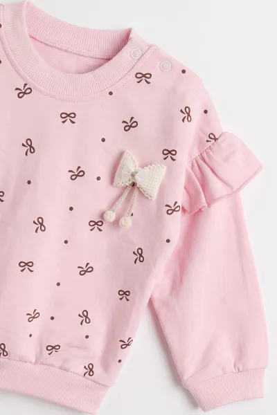 Pembe (3-24 Ay) Fiyonk Aksesuarlı   Alt Çimalı Kız Bebek Takım 480580