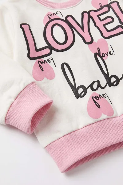 Pembe (3-24 Ay) Love Baskılı   Kız Bebek Mevsimlik Takım 472762