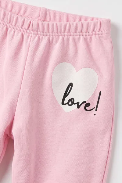 Pembe (3-24 Ay) Love Baskılı   Kız Bebek Mevsimlik Takım 472762