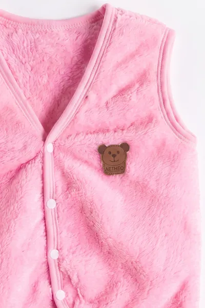 Pembe (3-6 Yaş) Ayıcık Armalı Peluş Çocuk Yelek 493765