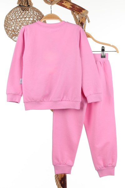 Pembe (3-6 Yaş) Mutlu Kediler Baskılı Kız Çocuk Takım 142654