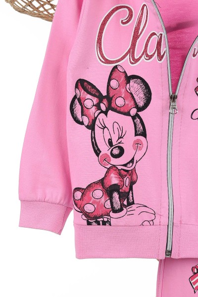 Pembe (3-6 Yaş) Papyonlu Kız Baskılı Kız Çocuk Takım 142635