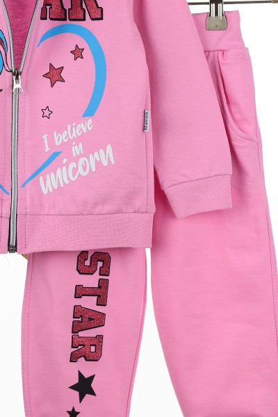 Pembe (3-6 Yaş) Star Unicorn Baskılı Kız Çocuk Takım 142640