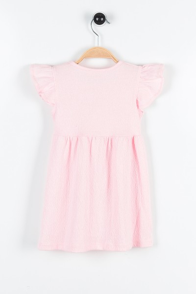 Pembe (3-7 Yaş) Ayı Oyuncaklı Kol Fırfırlı Kız Çocuk Elbise 169826