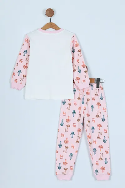 Pembe (3-7 Yaş) Baskılı Kız Çocuk Pijama Takım 240571