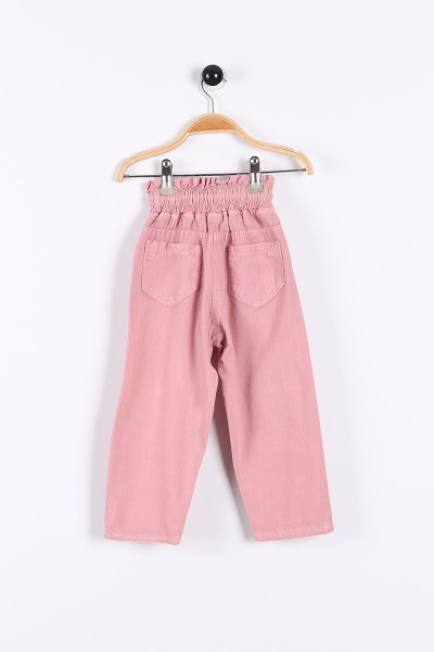 Pembe (3-7 Yaş) Büzgülü Bel Bağlamalı Kız Çocuk Pantolon 174791
