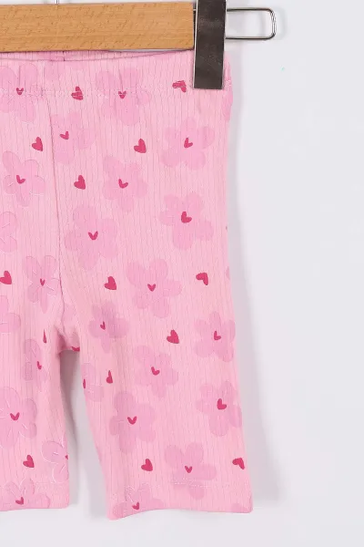 Pembe (3-7 Yaş) Çiçek Baskılı Kız Çocuk Takım 266174