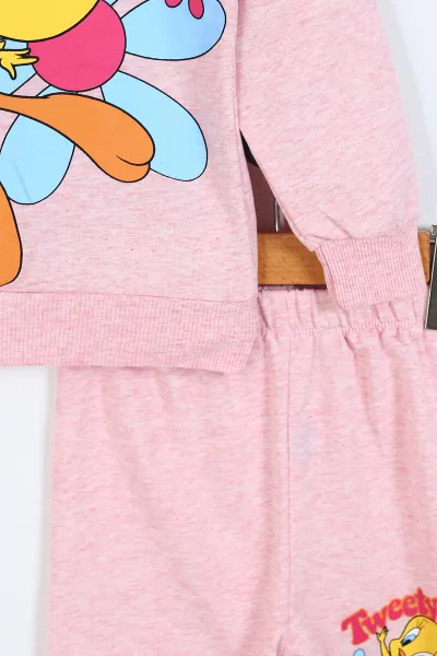 Pembe (3-7 Yaş)  Çiçekli Civciv Baskılı İki İp Kız Çocuk Takım 312901